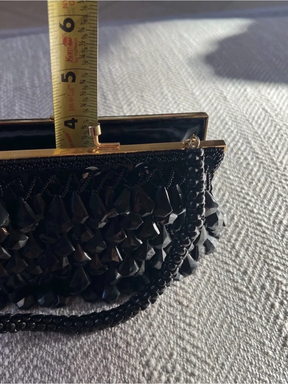 Vintage Walborg Richere Black Beaded Clutch Evening Bag Hand Made Hong Kong 1960